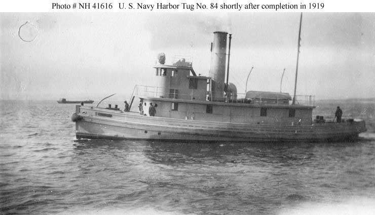 Photo # NH 41616 U.S. Navy Harbor Tug No. 84 shortly after completion in 1919